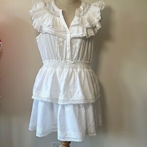 LoveShackFancy for Target White Embroidered Ruffle Mini Dress size L
